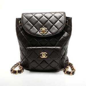 CHANEL No. 3 1994-1996 Lambskin Duma Matelasse Backpack/Daypack in Black